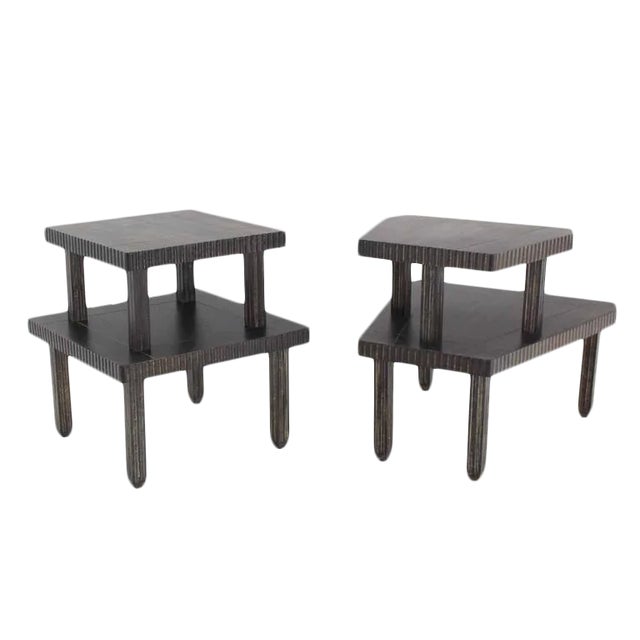 Nice Mid-Century Modern cerused finish step or end tables. 24 x 24 x 26 dimensions for the second table.