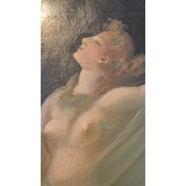 Nude Dancing Nymphes in Sheer Robes, 1800s, Oil Painting, Framed For Sale - Image 6 of 18