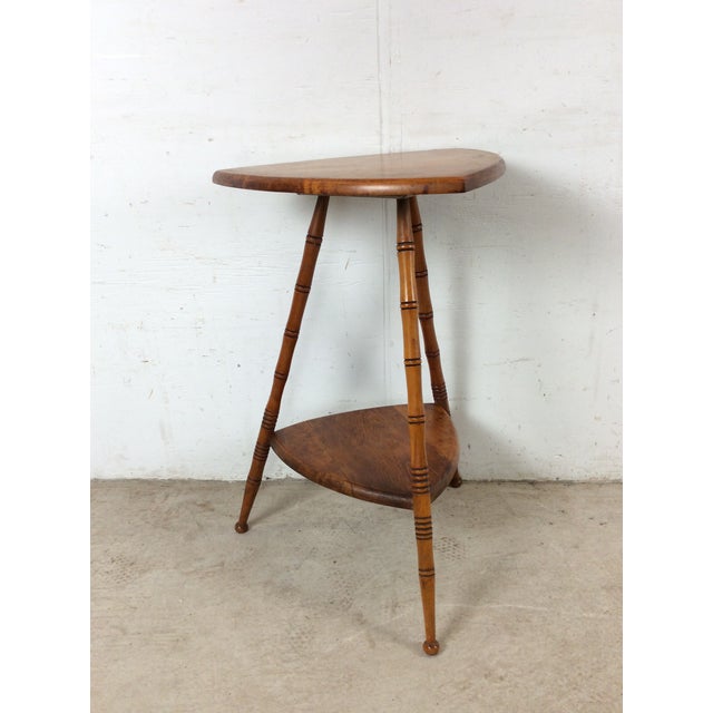 Wood Mid Century Accent Table With Turned Wood Bamboo Style Legs For Sale - Image 7 of 18