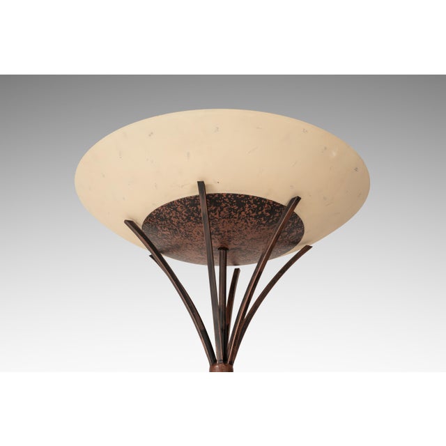 1990s Rare Mid-Century Modern Rustic Hand-Forged Twisted Metal Torchiere Floor Lamp Attributed to Robert Sonneman for George Kovacs, Usa, C. 1990 For Sale - Image 5 of 14