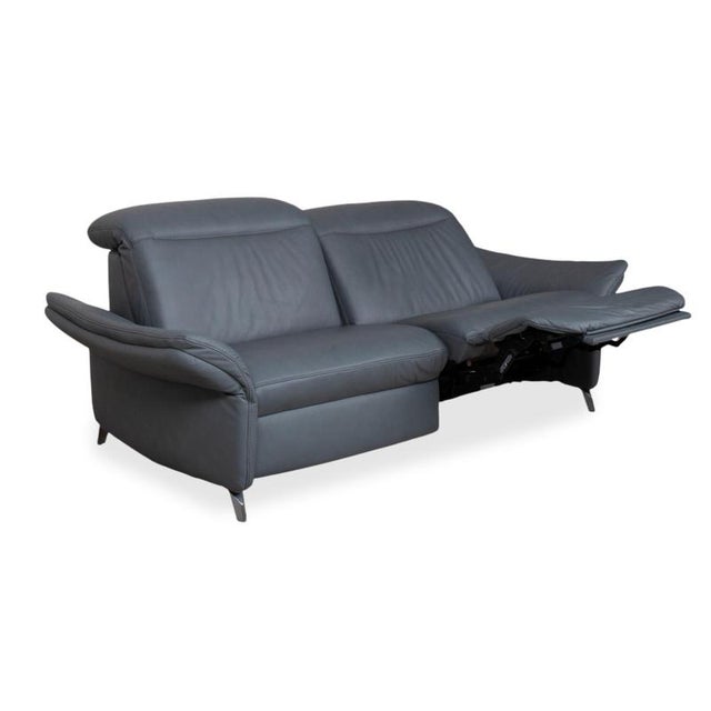 Himolla 1065 Leather Two-Seater Blue Grey Electric Function Sofa For Sale - Image 4 of 18