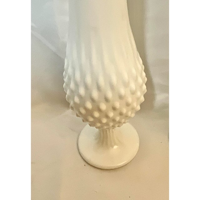 Pair of beautiful 16” Retro MCM Fenton stretch milk glass art vases. Classic hobnail details with swung rim. These vases...