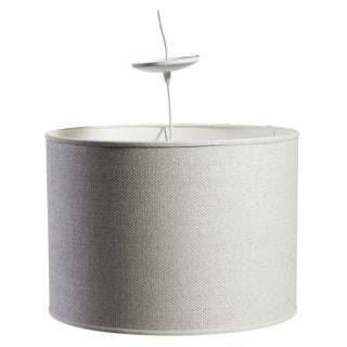 West Elm Light Grey Linen Round Pendant Light For Sale