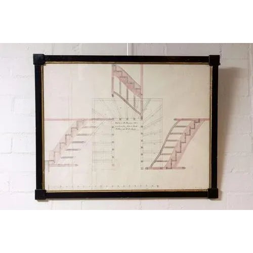 Architectural Staircase Drawing, 1890s For Sale - Image 4 of 4
