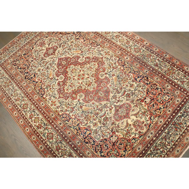 Persian Antique Zabihi Collection Persian Pictorial Isfahan Rug - 4'7" x 6'7" For Sale - Image 3 of 7