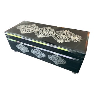 Late 20th Century Castilian Imports, Inc. Black Glass Decorative Box For Sale