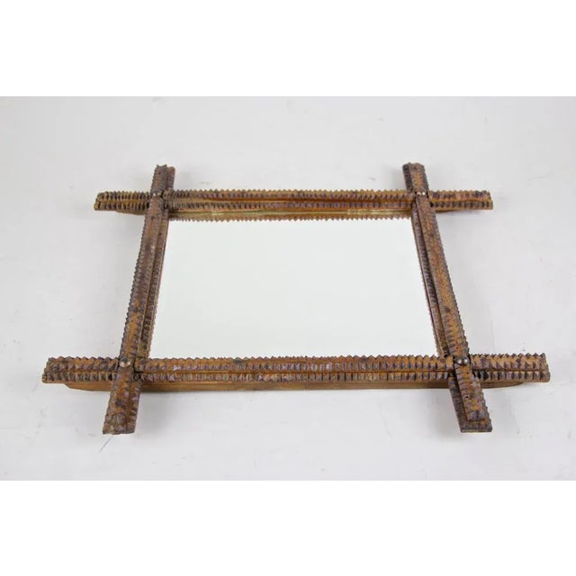 Austrian Hand-Carved Tramp Art Wall Mirror, 1870 For Sale - Image 11 of 13