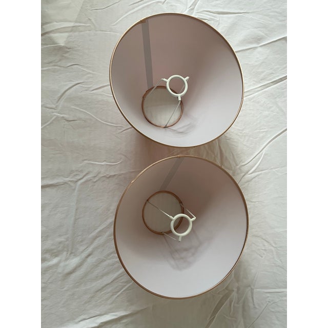 Small Blush Fabric Lampshades a Pair For Sale - Image 9 of 9
