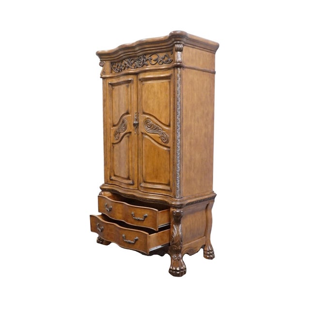 Aico Furniture Paradisio Collection Birch Contemporary Italian Provincial 52" Media / Clothing Storage Armoire - Amaretto Finish 24890-462 / 24890-473 For Sale In Kansas City - Image 6 of 14
