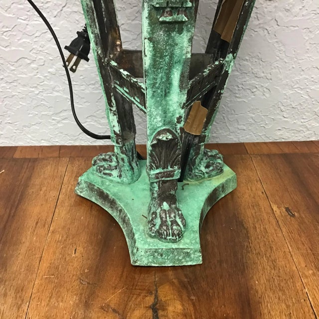 Early 20th Century Large Italian Style Patinated Metal Lamp For Sale - Image 5 of 10