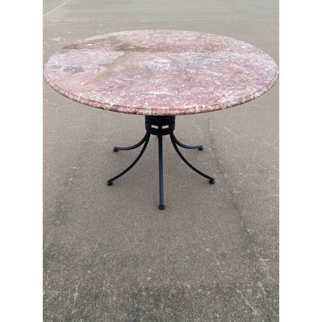 Marble + Iron Cleo Baldon-Style Dining Table + 5 French Bistro Chairs For Sale - Image 13 of 17