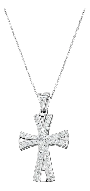 Celtic Irish Diamond Cross Pendant .84cttw 14k White Gold 16"