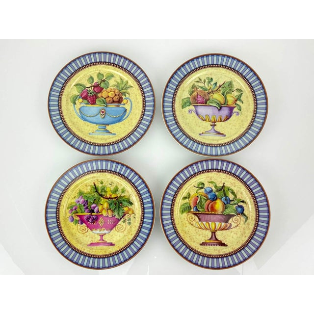 Email de Limoges (Enamel of Limoges) porcelain plates from the "Renaissance" collection by I. Godinger. Each of the four...