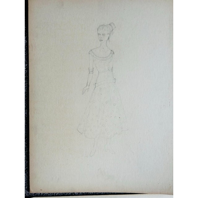 Set of 6 Fashion Illustration Drawings From the 1950’s For Sale In Philadelphia - Image 6 of 10
