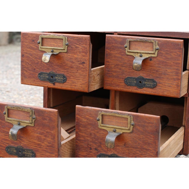 Antique French Oak Card Catalogue Cabinet, Paris, Early 20th Century For Sale - Image 4 of 10
