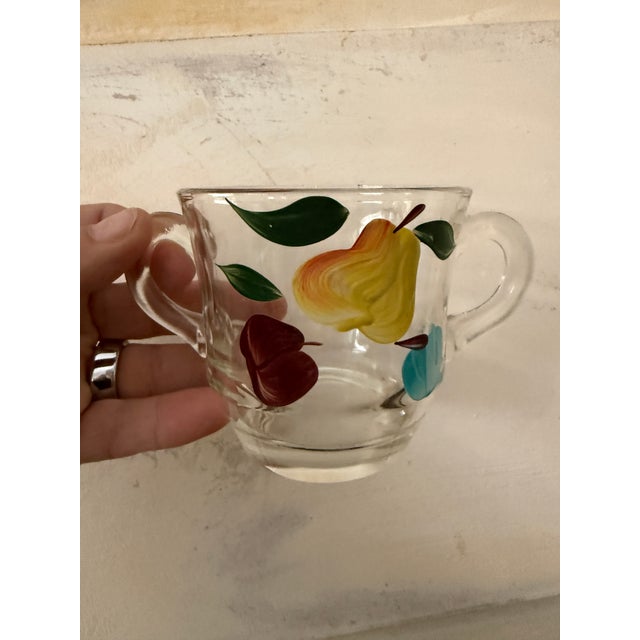 Mid 20 Century Bartlett Collins Gay Fad Creamer and Sugar Bowl Set Hand Painted Glassware For Sale - Image 4 of 7