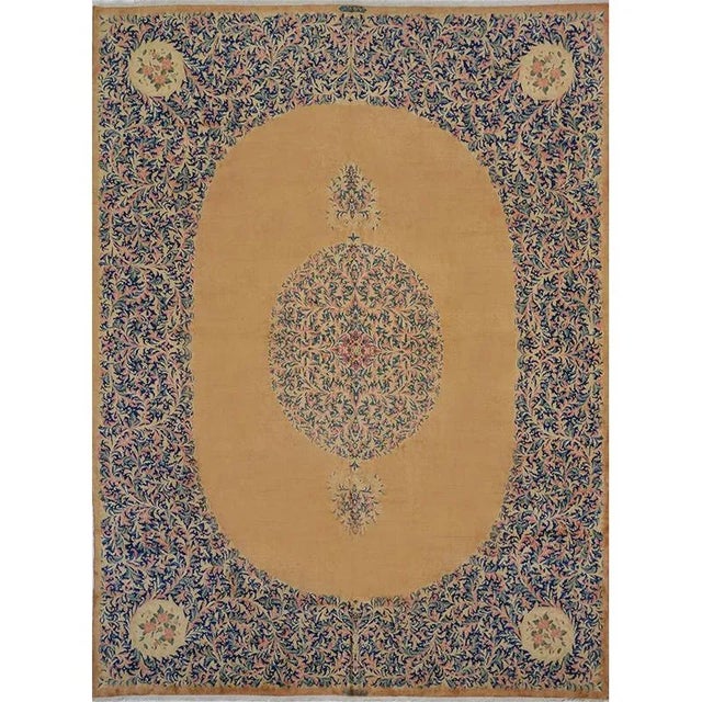 1950s Handwoven Persian Kerman Area Rug 10'0"×13'4" For Sale In Dallas - Image 6 of 6