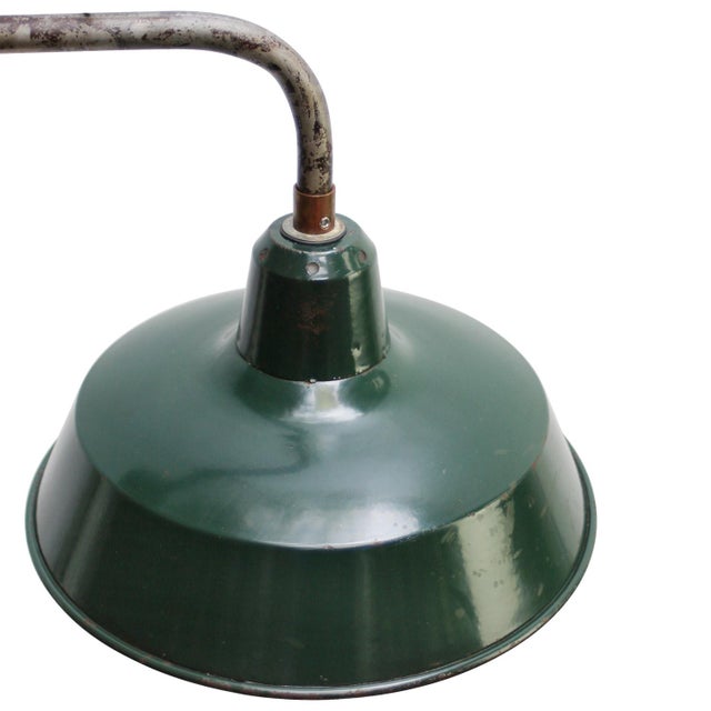 Industrial French Cast Iron and Dark Petrol Green Enamel Wall Light For Sale - Image 3 of 5