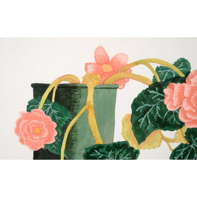Pink Begonias - Floral Study in Watercolor on Heavy Paper by Barbara Gibson For Sale - Image 4 of 8