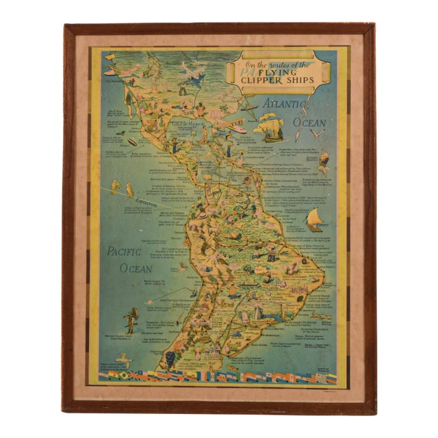 Kennith Thompson Lithograph "On the Routes of the Flying Clipper Ships" For Sale