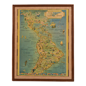Kennith Thompson Lithograph "On the Routes of the Flying Clipper Ships"