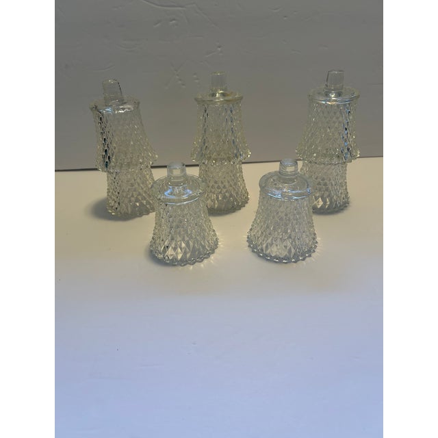 1970s Clear Diamond Point Peg Votive Candle Holders-Set of 8 For Sale - Image 6 of 12