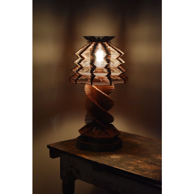 Vintage Folk Art Popsicle Stick Table Lamp, Circa 1970s For Sale In New York - Image 6 of 18