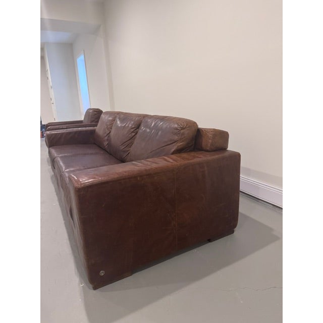 Natuzzi Gregory Italian Leather Sofa & Matching Lounge Chair - Model 2191/1834 For Sale - Image 9 of 17