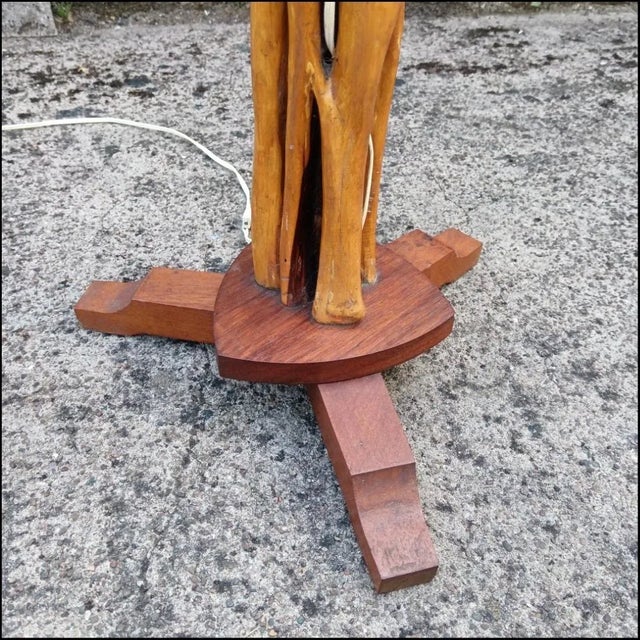 Wood Vintage French Brutalist Floor Lamp, 1970s For Sale - Image 7 of 13