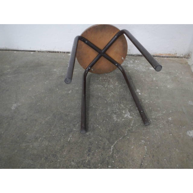 Beech and Iron Foot Stool, 1960s For Sale - Image 4 of 9