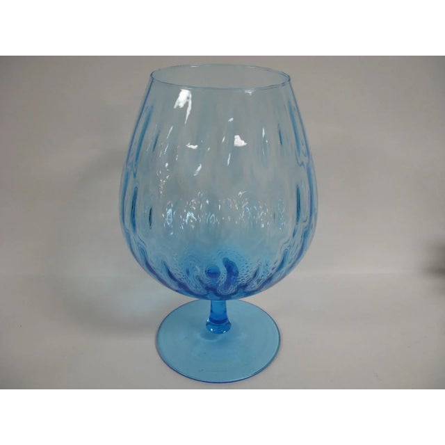 1960s Empoli Aqua Blue Optic Glass Snifter Vase For Sale - Image 12 of 13