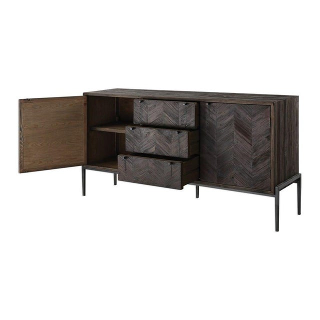 Chevron Pattern Console Cabinet For Sale - Image 4 of 7