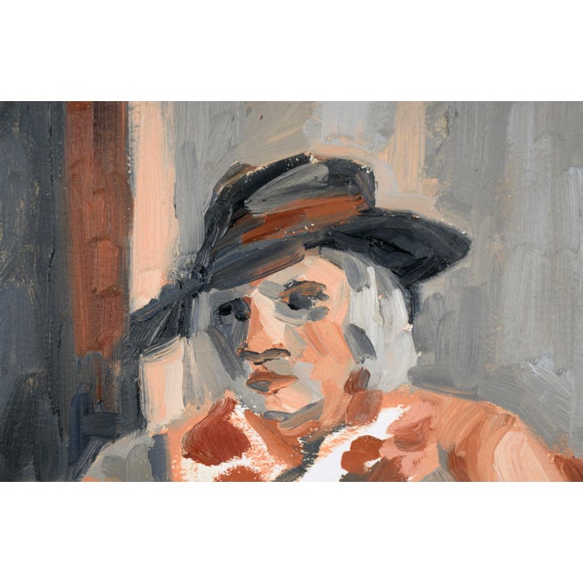Seated Nude Woman Bay Area Figurative School Abstract Expressionist Seated wearing a hat by Santa Cruz and San Francisco...