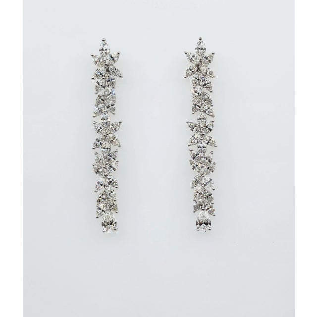 Silver 8.72 Ct Marquise Diamond Drop Earrings, Pair For Sale - Image 8 of 8