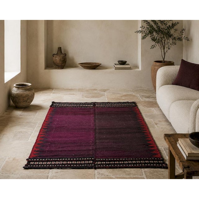 Authentic Rayen Soffreh rug, hand-woven in the 1960s in the Rayen area of ​​Kerman province, one of the most...