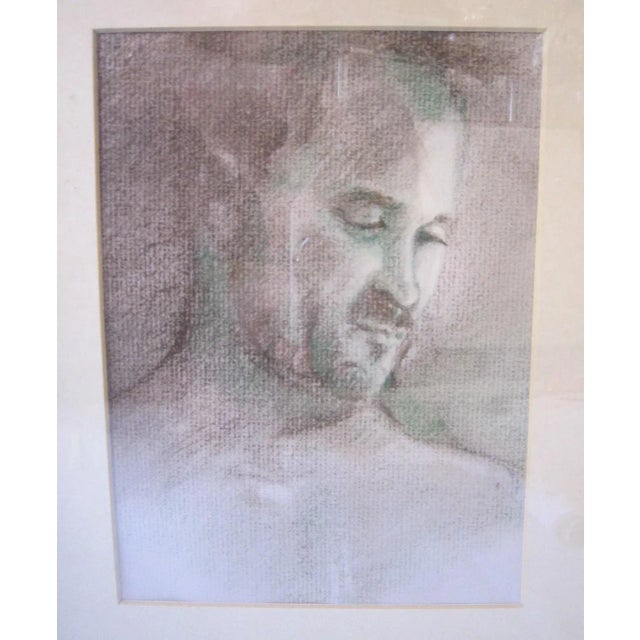1970s Framed Pastel Portrait For Sale - Image 5 of 6