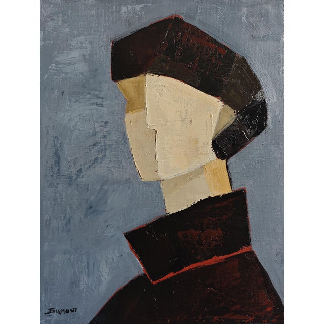 In Ambiguë, French artist Sophie Dumont constructs a portrait through angular planes of cream, ochre and blue-grey. A dark...