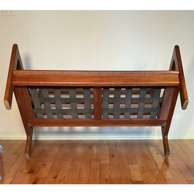 Wood Vintage Mid Century Modern Danish Solid Teak Loveseat Lounge, Circa 70s For Sale - Image 7 of 11