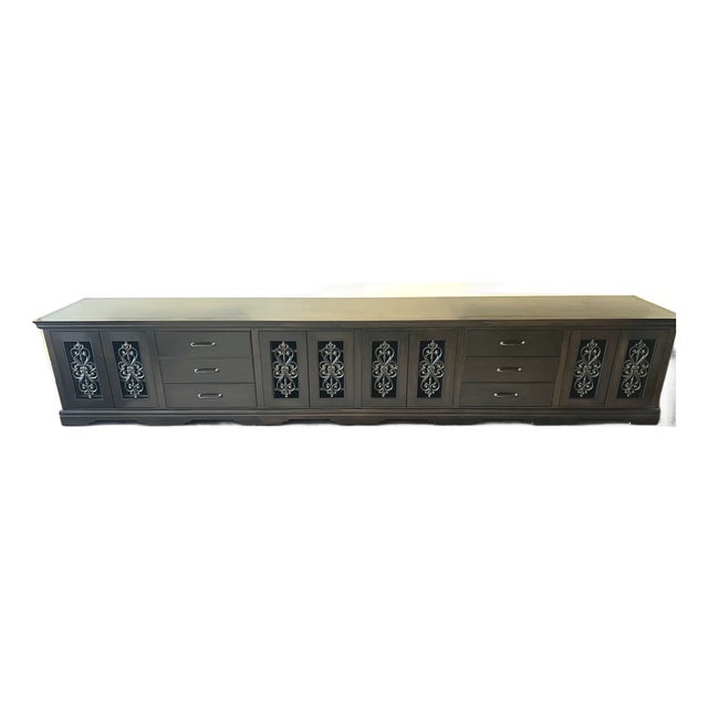 Exceptional Custom Solid Maple Media Console / Credenza With Pocket Doors & Integrated Power For Sale