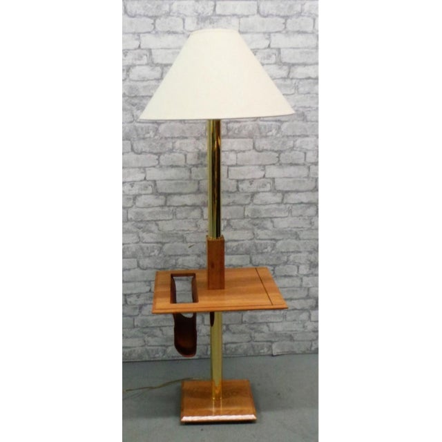 Oak Style Leather Magazine Rack Floor Lamp Table Chairish