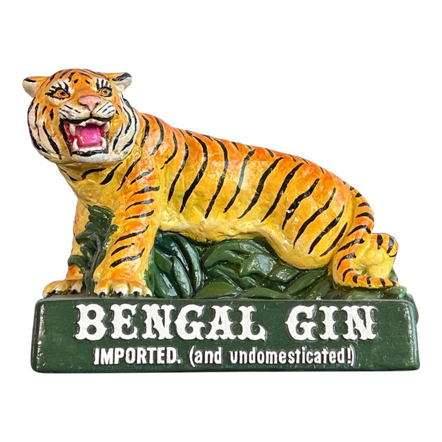 BENGAL GIN 置物 Vintage Bengal Gin Figural Tiger Trade Advertising Display