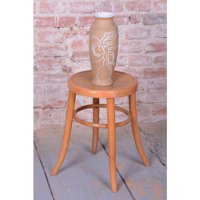 Mid-Century Stool in Sold Beech and Plywood, Czech, 1950s For Sale - Image 4 of 8