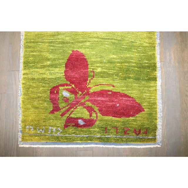 Green Turkish Anatolian Butterfly Rug dated 1975 rug no. j4972 For Sale - Image 4 of 7