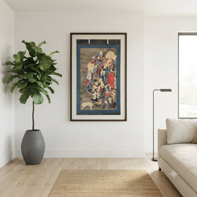 Large Chinese Canvas Art of Part of Sixteen Arhats With Guards Theme For Sale - Image 14 of 17