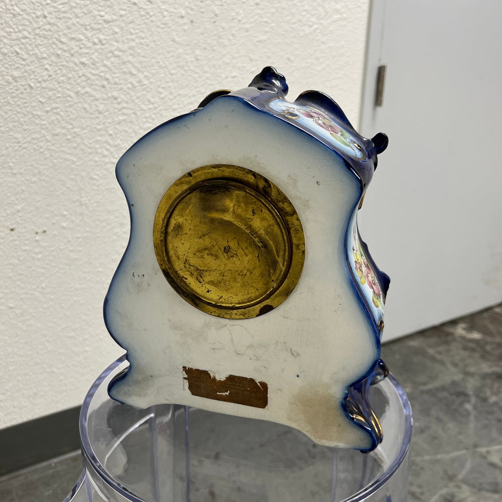 Antique Cobalt Blue Waterbury Porcelain Mantle Clock - $249