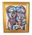 Textile Contemporary Modern Cubism Portrait of Twins Oil Painting Including the Antiqued Gold Frame For Sale - Image 7 of 7