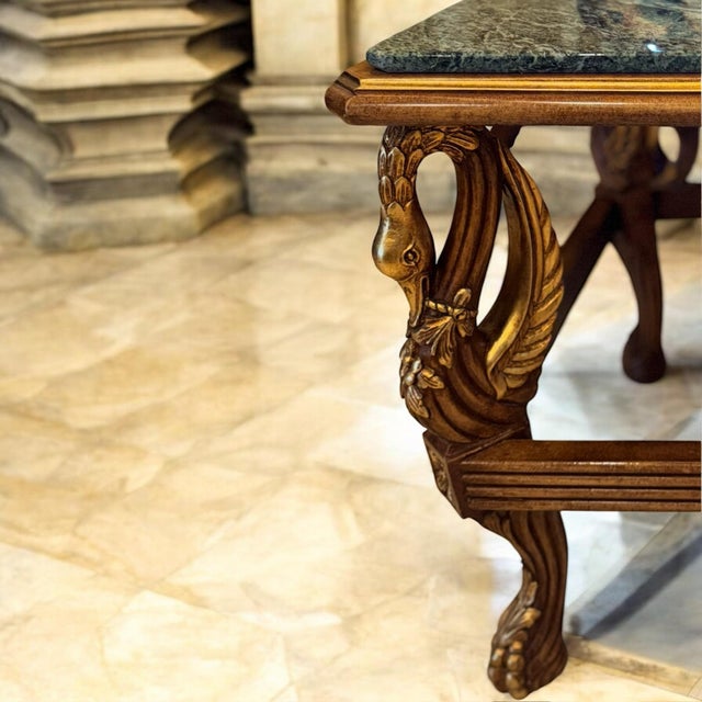 1990s 1990s Italian Galimberti Lino Neoclassical Revival Swan Marble Top 3p Coffee Table Set For Sale - Image 5 of 8