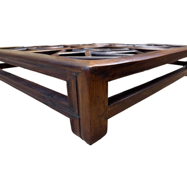 Wood Antique Chinese Fretwork Kang Table For Sale - Image 7 of 7
