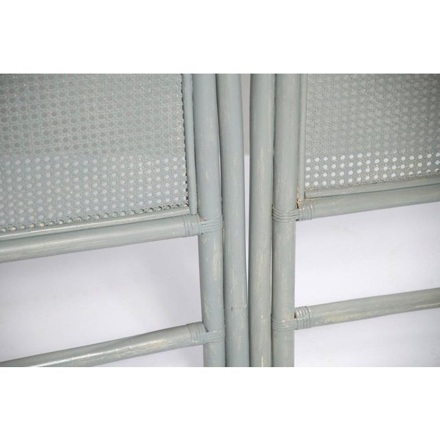 Vintage Distressed Rattan and Bamboo Headboard and Bedside Tables, 1970s, Set of 4 For Sale - Image 11 of 17