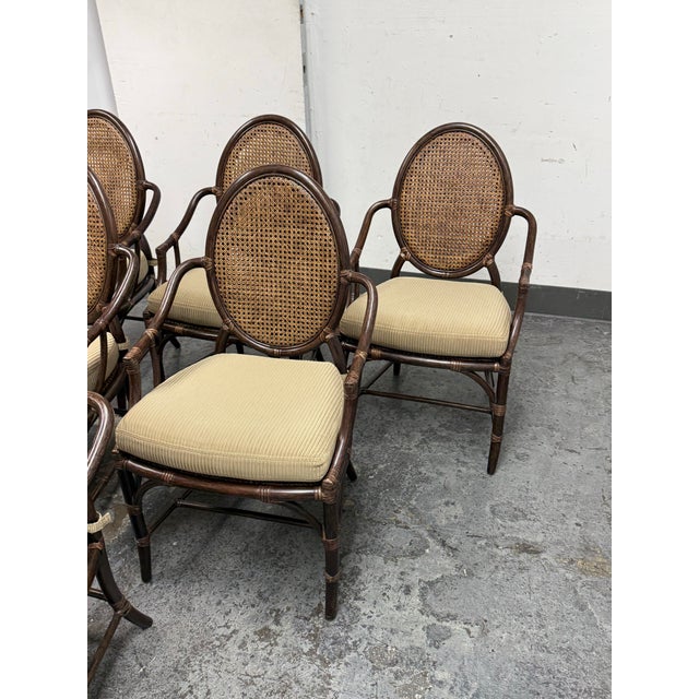 McGuire Furniture Double Cane Oval Back Dining Chairs, Set of Six For Sale - Image 11 of 12